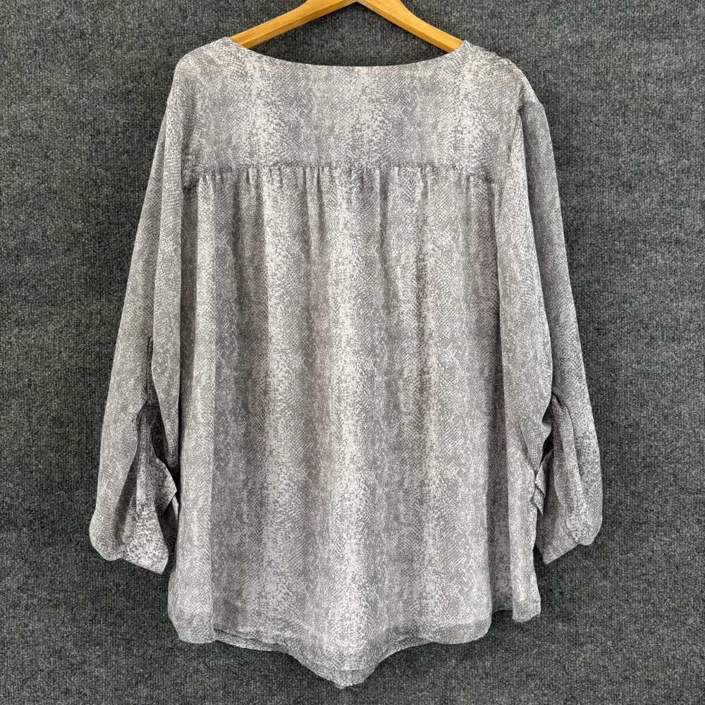 Calvin Klein Womens Gray Snakeskin Print Top Size 2X Pullover Office Career - Picture 2 of 10